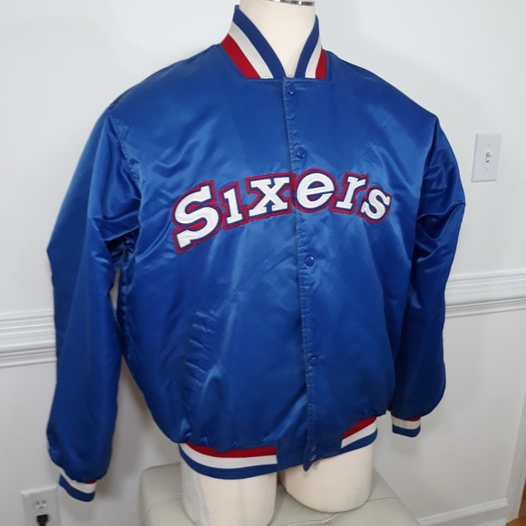 Hardwood Classic Majestic Sixers 7ers Jacket Sz XL - Picture 4 of 7